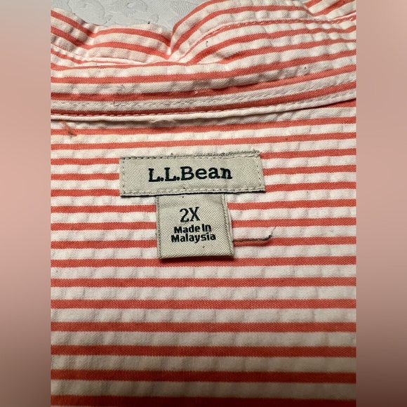 L.L. Bean Pink Seersucker Button Down Shirt - Picture 3 of 7